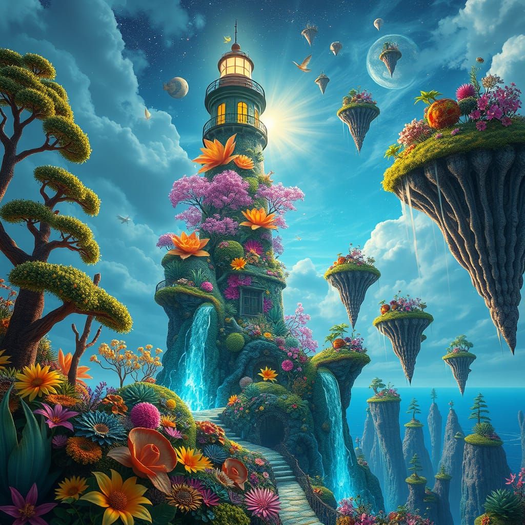 Fantasy Lighthouse Plant Kingdom in Haeckel Style