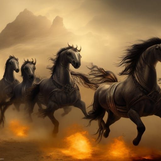 Epic Golden War Chariots and Horses