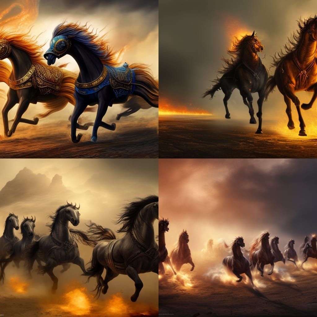 Golden War Chariots with Galloping Horses