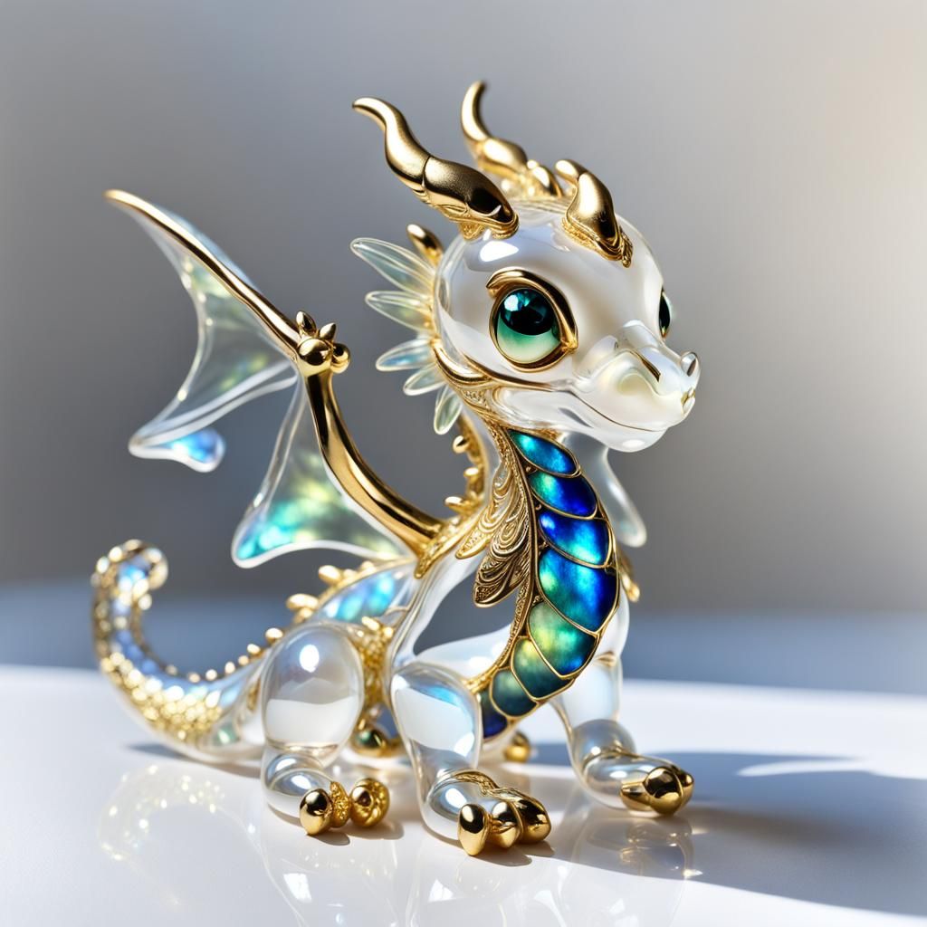 Glass Baby Dragon with Pearlescent Scales