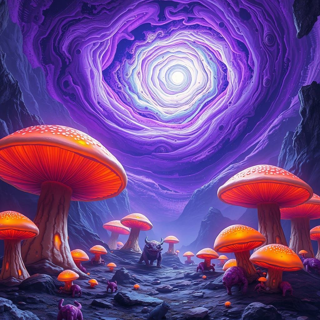 PURPLE-ORANGE MUSHROOM WORLD