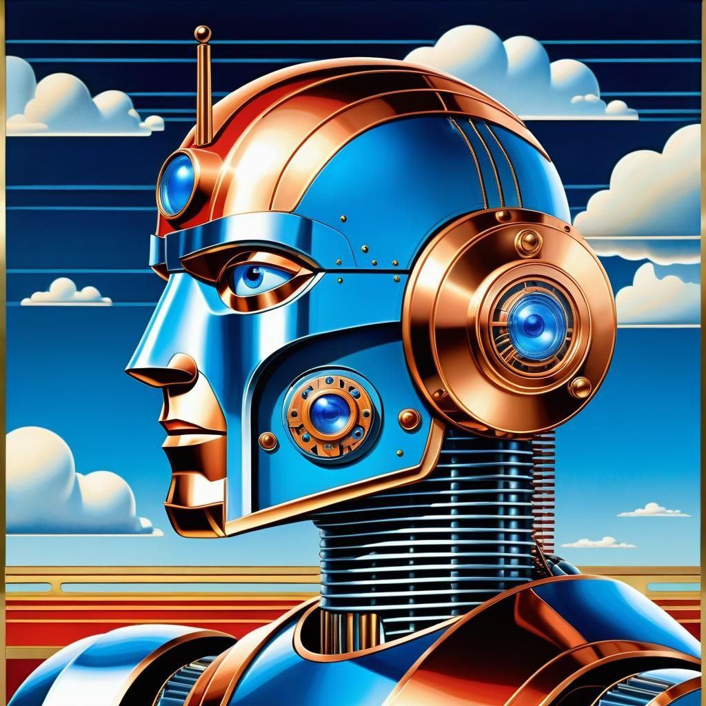 Cyborg Robot Man in 1930s Art Deco Style