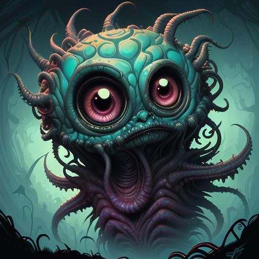 Lovecraftian Creature Close-Up: Dark Fantasy Concept Art
