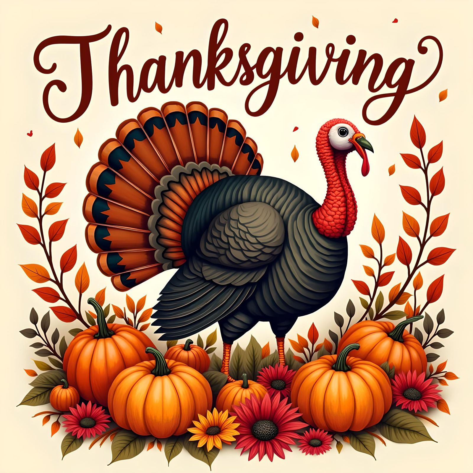 Versatile Thanksgiving Design with Festive Harvest Motifs