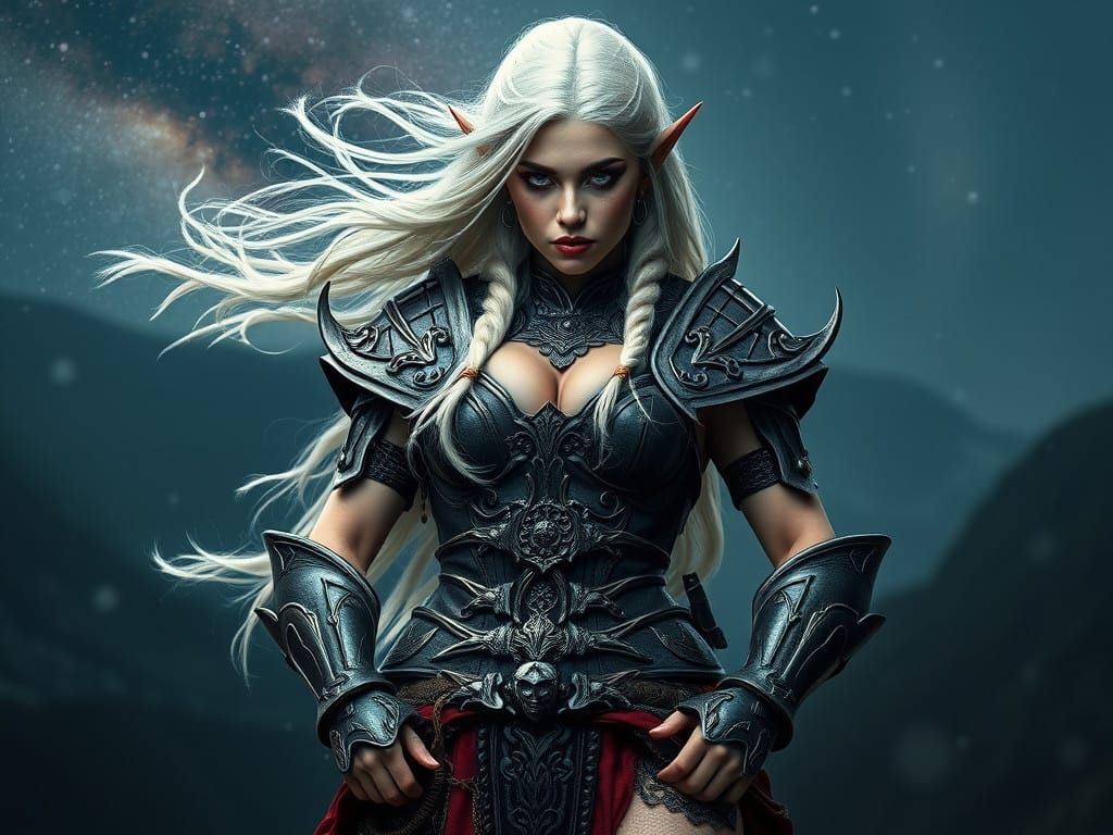 Gothic Elf Viking Warrior in Realistic Fantasy Art
