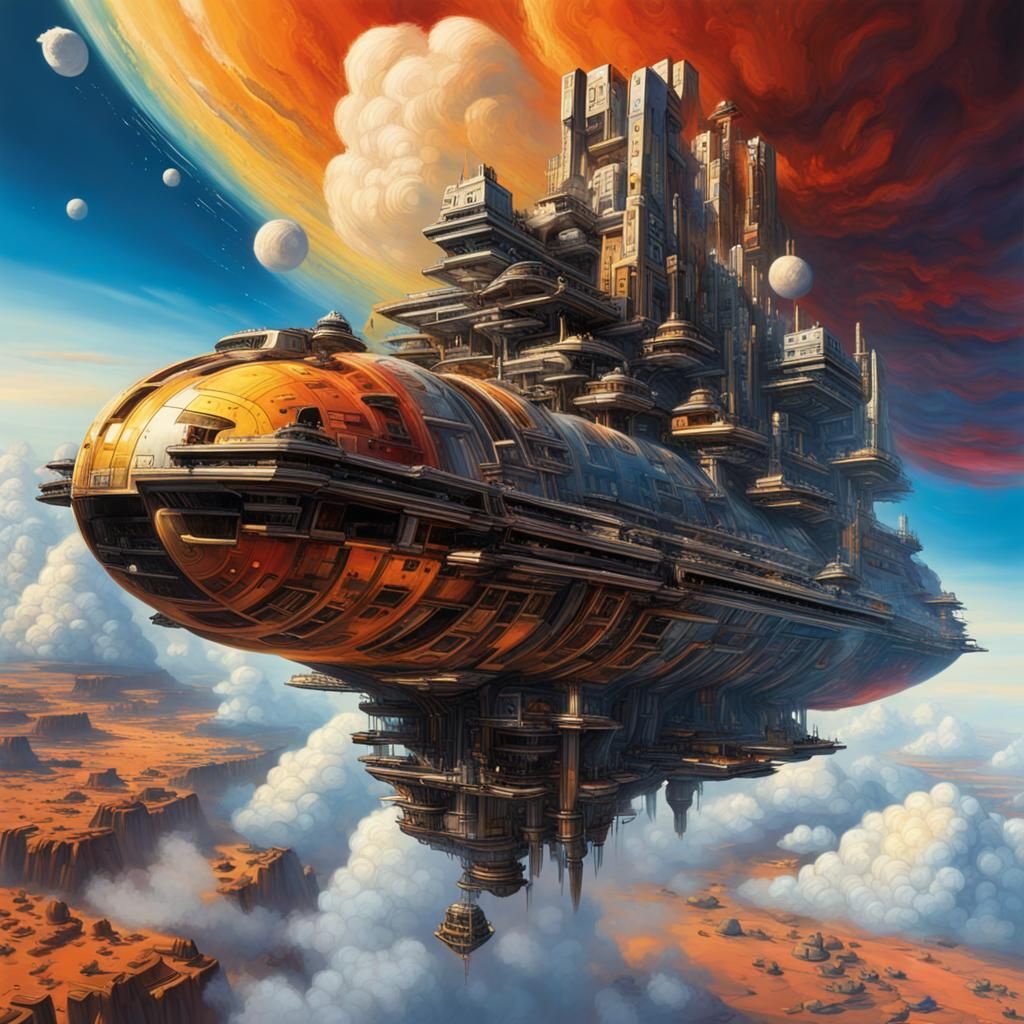 Anti-Gravity Cloud City in Hyperrealistic Style