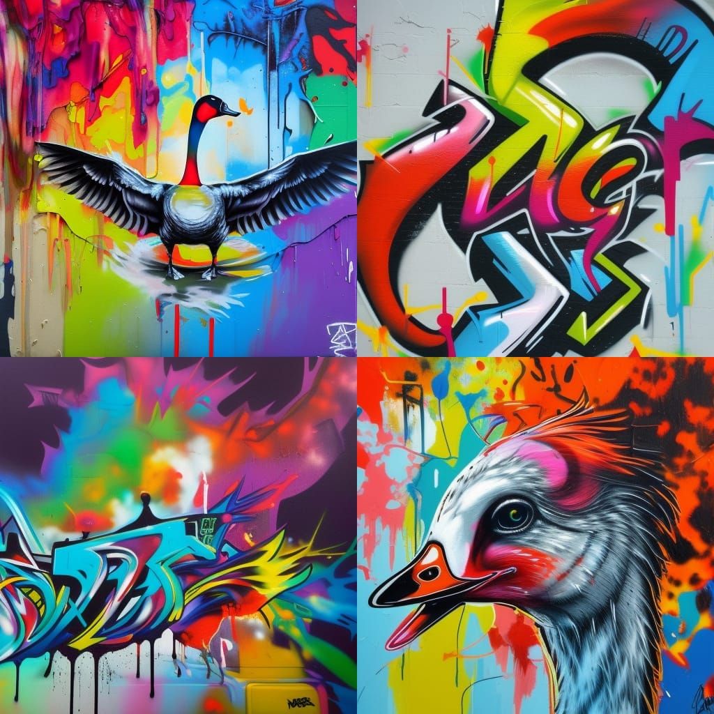 Colorful Goose Graffiti Street Art