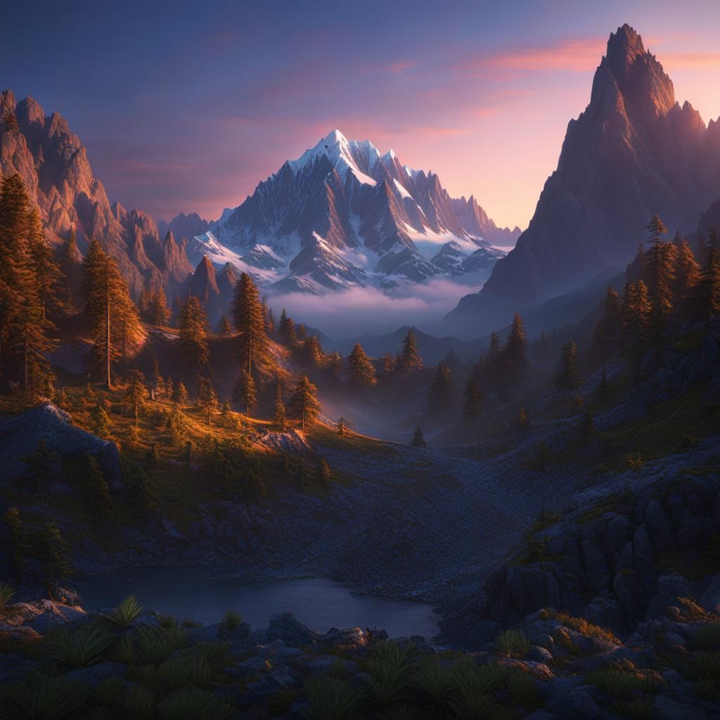 Mount Olympus at Dawn: Detailed Matte Painting