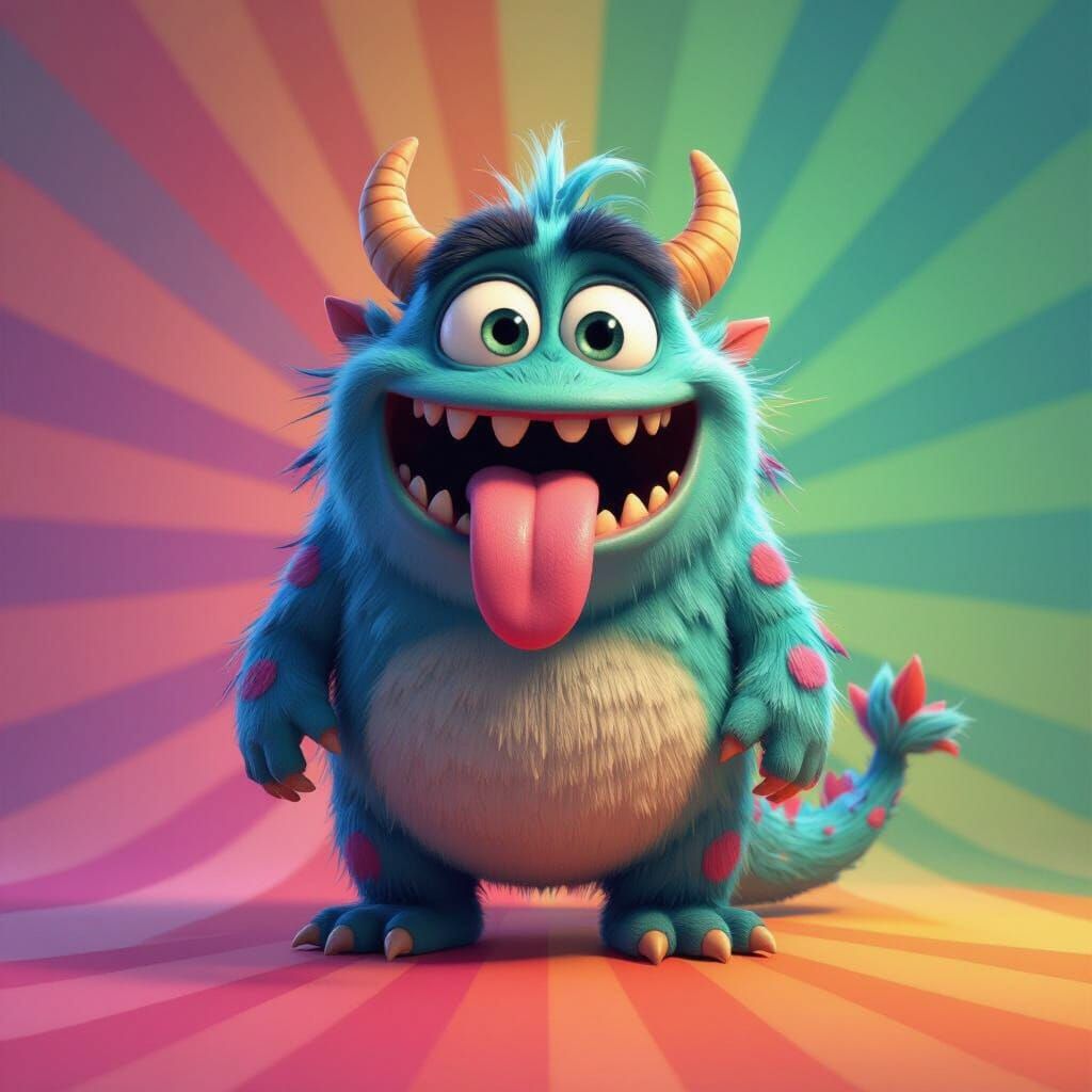 Cartoon Monster with Tongue Out in 3D Digital Art