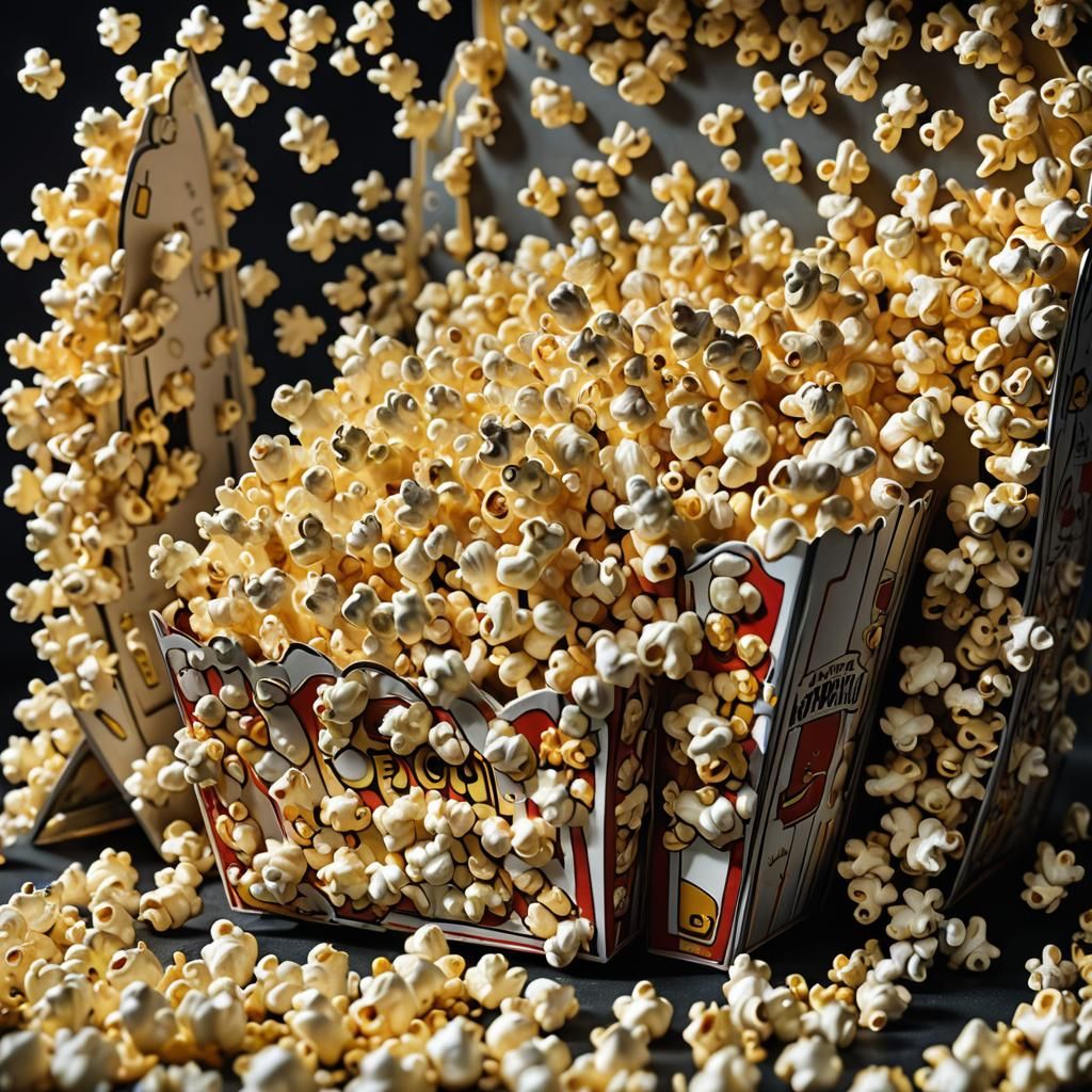 Hyperrealistic Popcorn Pop-Up Book in HDR