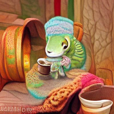 Cozy Chameleon with Cocoa: Storybook Concept Art
