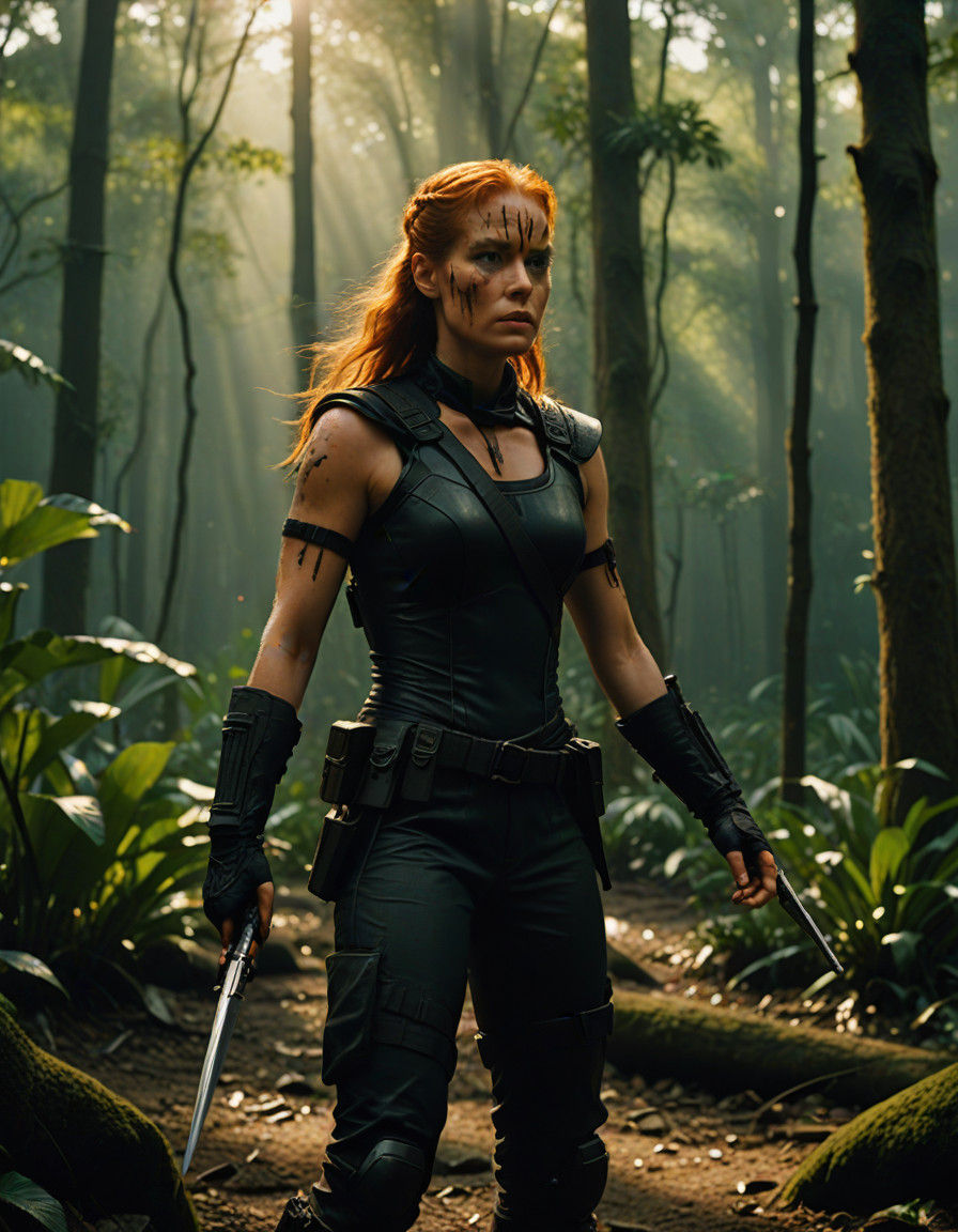 Gorgeous Ginger Woman in Epic Squirrel Costume, Cinematic Fi...