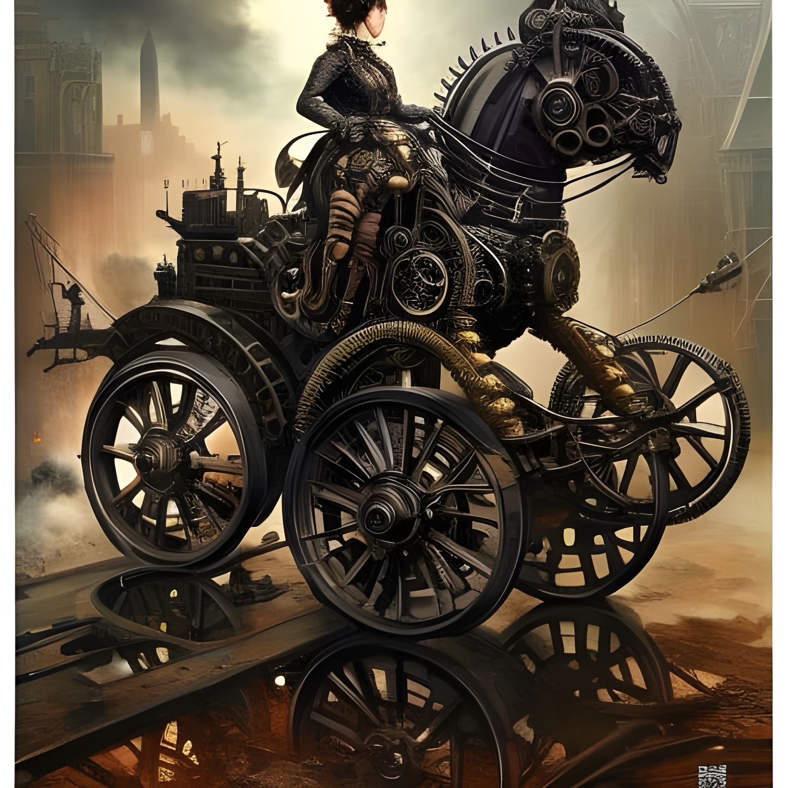 Steampunk Robot Carriage in Victorian London