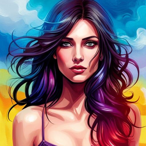 Beautiful Gypsy Girl: Holographic Astral Cosmic Illustration