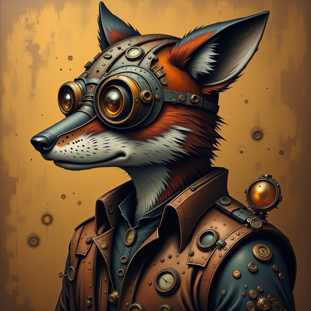 Steampunk Fox Sleuth with Goggles