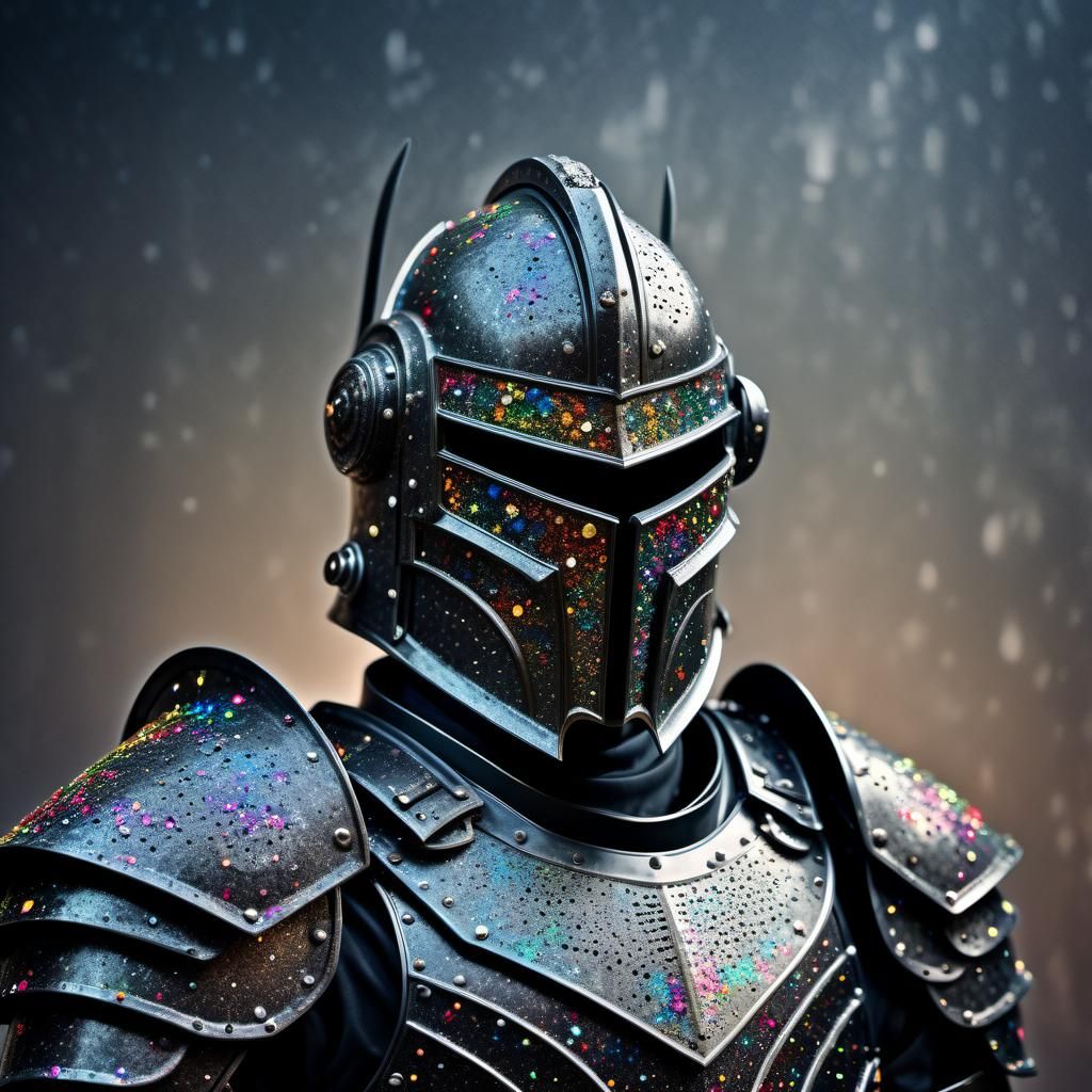 Ornate Black Armor with Multicolored Flecks