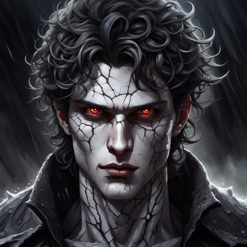 Dark Fantasy Portrait: Androgynous Vampire with Glowing Scar...