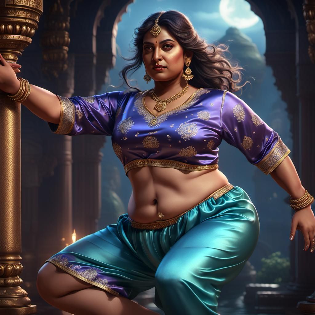 Curvy Indian Beauty in Dark Fantasy Art Style