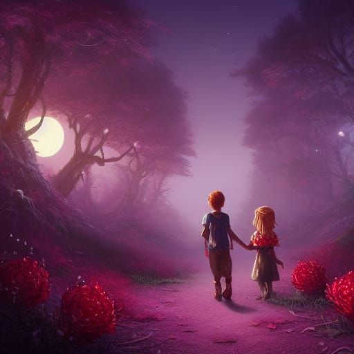 Enchanted Forest Path Under Moonlight