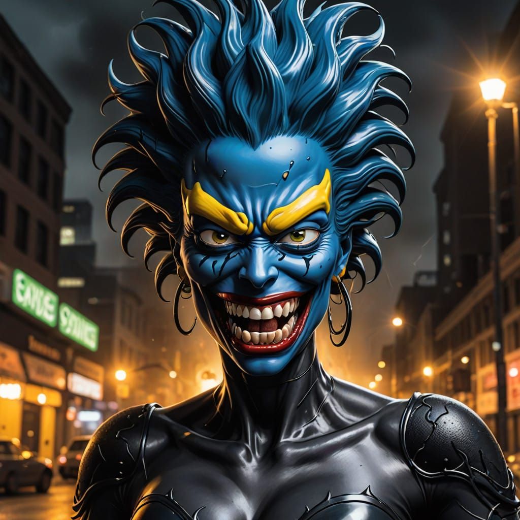 Marge Simpson as a Cyberpunk Venom Host