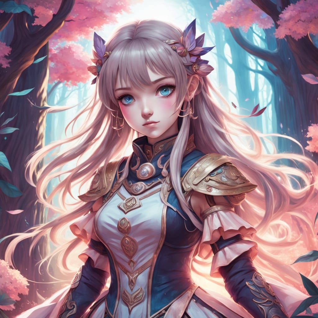 Anime Fantasy Girl in Mystical Forest