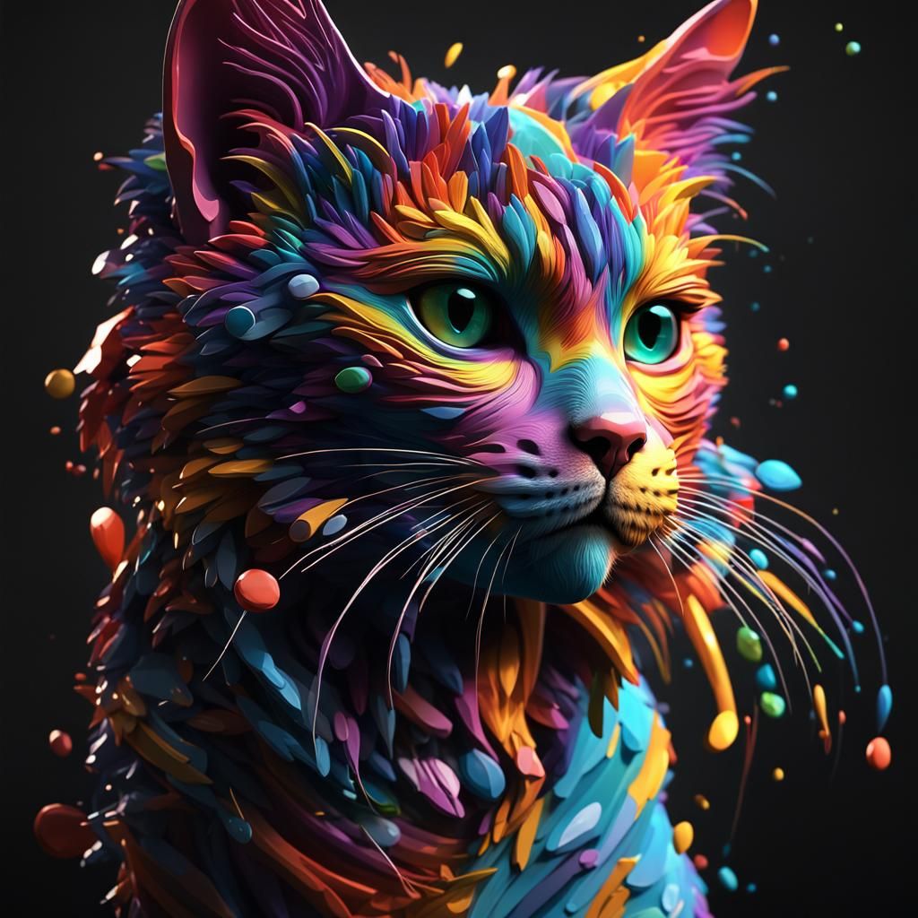 Vibrant 3D Cat Avatar with Hyperrealistic Details