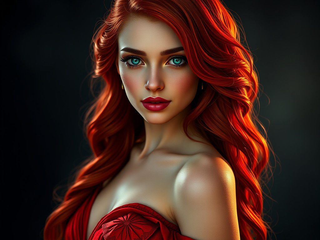 Stunning Portrait of Redhead in Art Nouveau Style