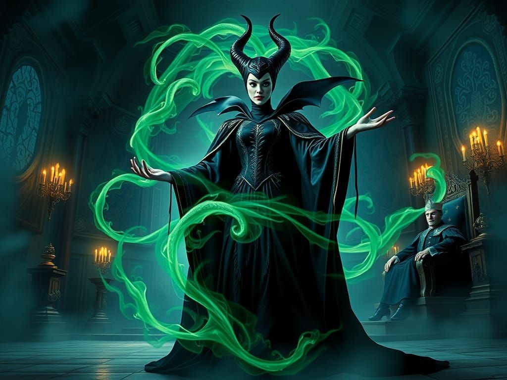 Ethereal Dark Magic Unfolds in a Gothic Throne Room