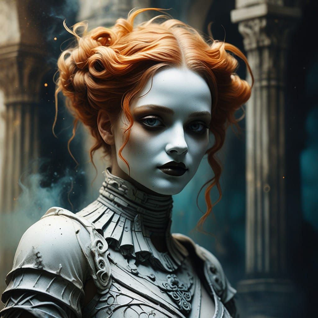 Sensuous Pierrot in a Greecian Temple Mists