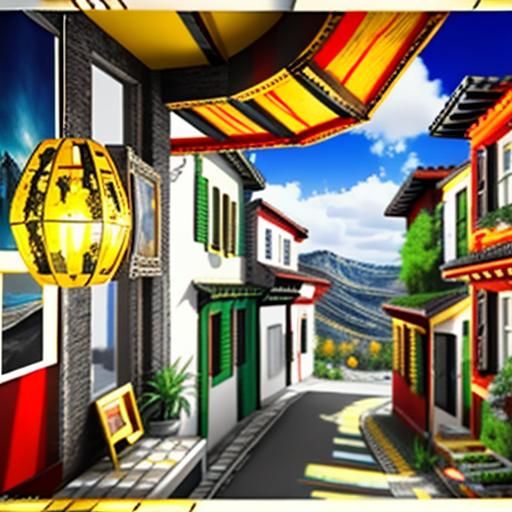 Maximalist 3D Render in Red, Gold and Silver