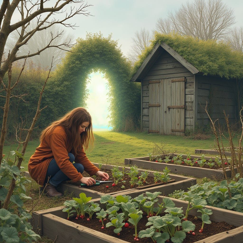 End of Winter UK Allotment in Vibrant Spring Colors