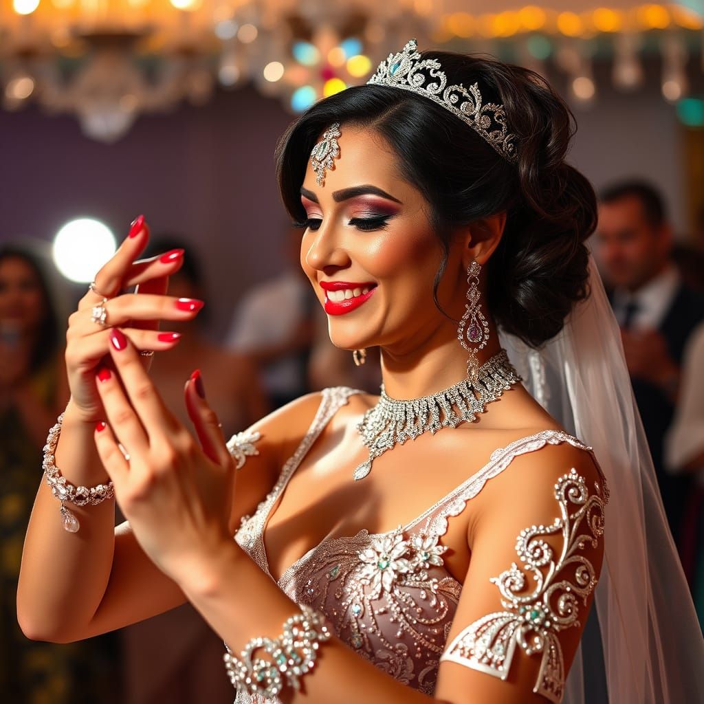 Vibrant Latin Bride Adorned with Sparkling Diamond Accents