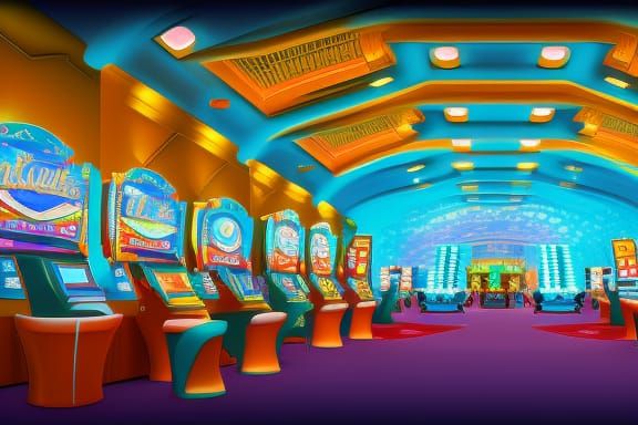 Casino Interior in Pixar Style 3D Digital Art