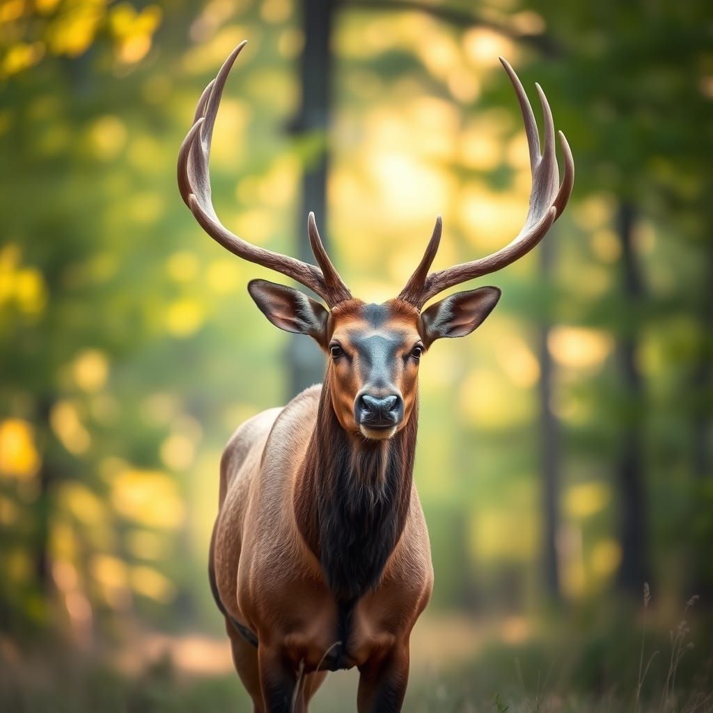 Majestic Elk in Serene Forest Clearing
