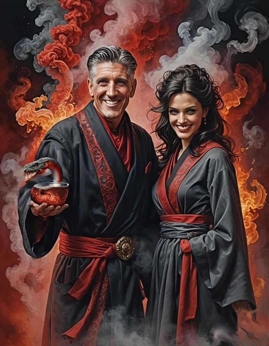 Sorcerer with Snake in Hyperrealistic Fantasy Art