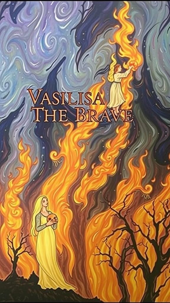Mystical Dreamlike Scene with Fire and Transformation