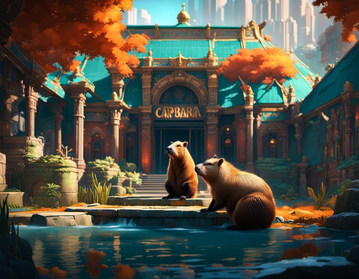 Capybara Zoo in the City: Hyperdetailed Concept Art