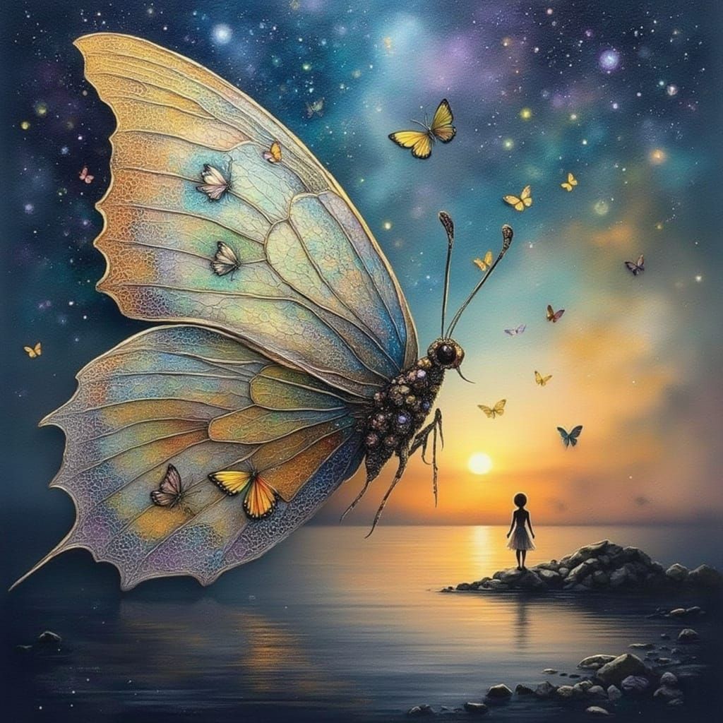 Surreal Butterfly in Cosmic Landscape
