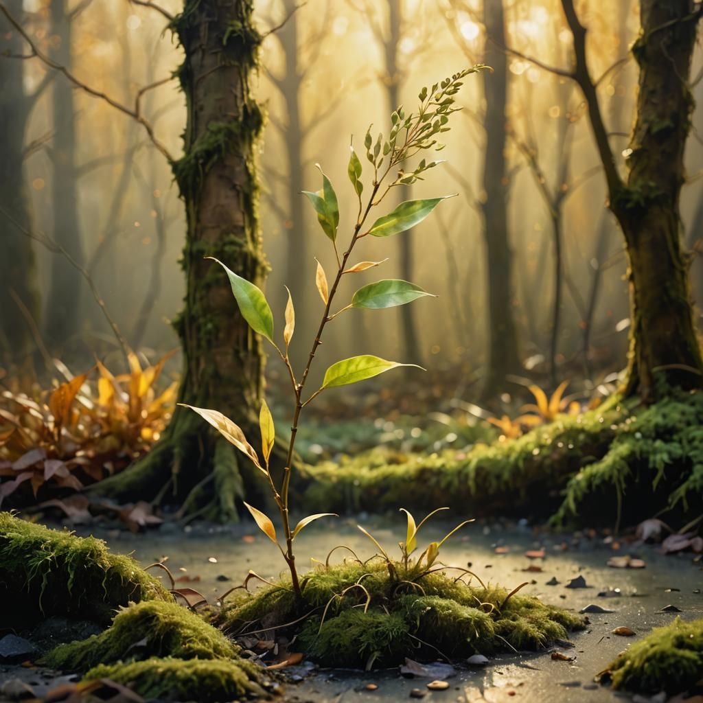 Mystical Willow Sapling in Watercolor