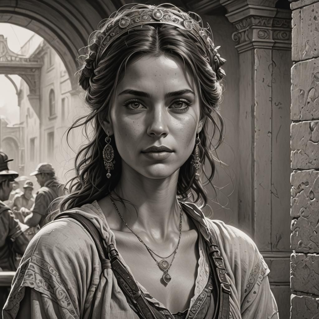 Hyperrealistic Woman as Fineline Pencil Sketch