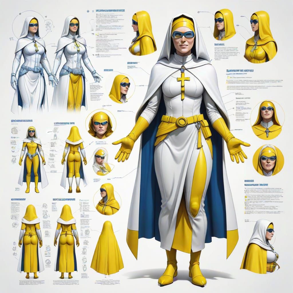 Banana Nun Superhero Blueprint Schematic Infographic