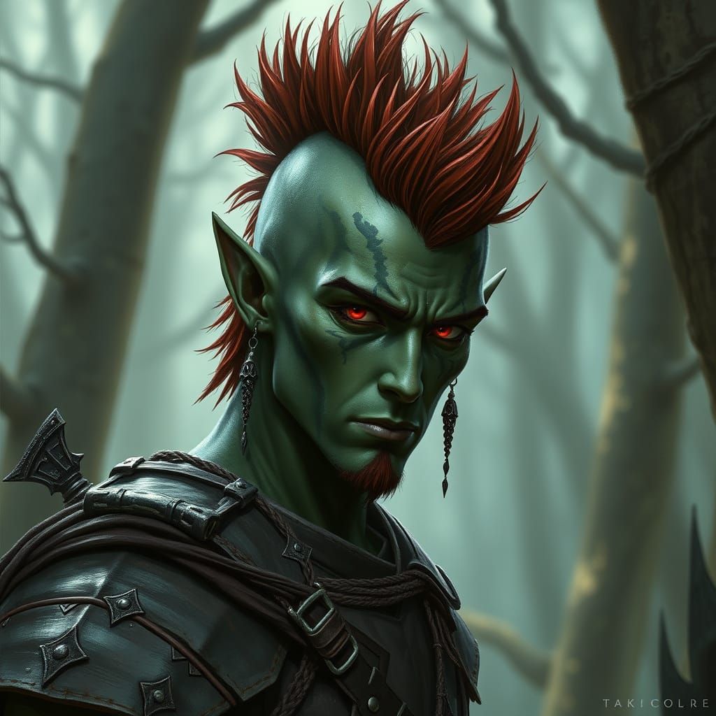 Mystical Dark Elf Warrior in Earth-Toned Armor