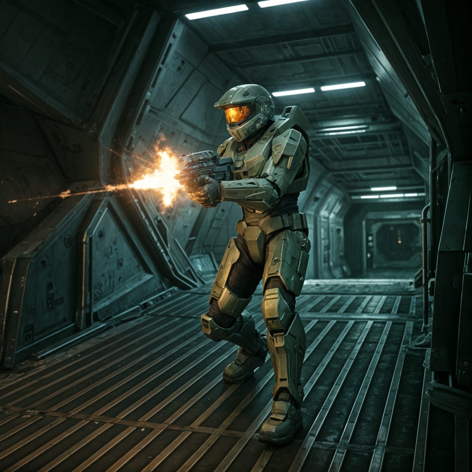 Master Chief Departs Pelican Dropship, Battle Rifle Ready