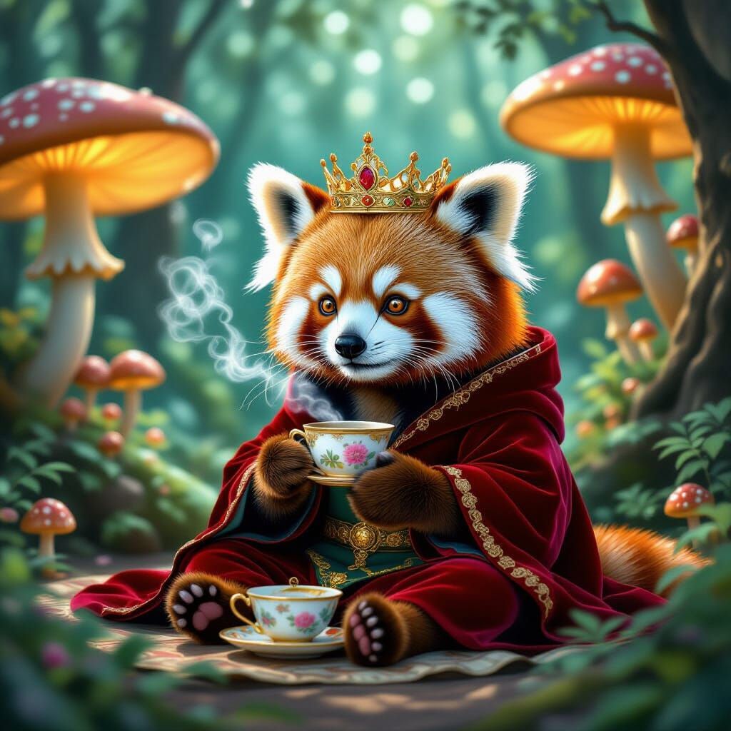 Red Panda Tea Ceremony in Enchanted Forest