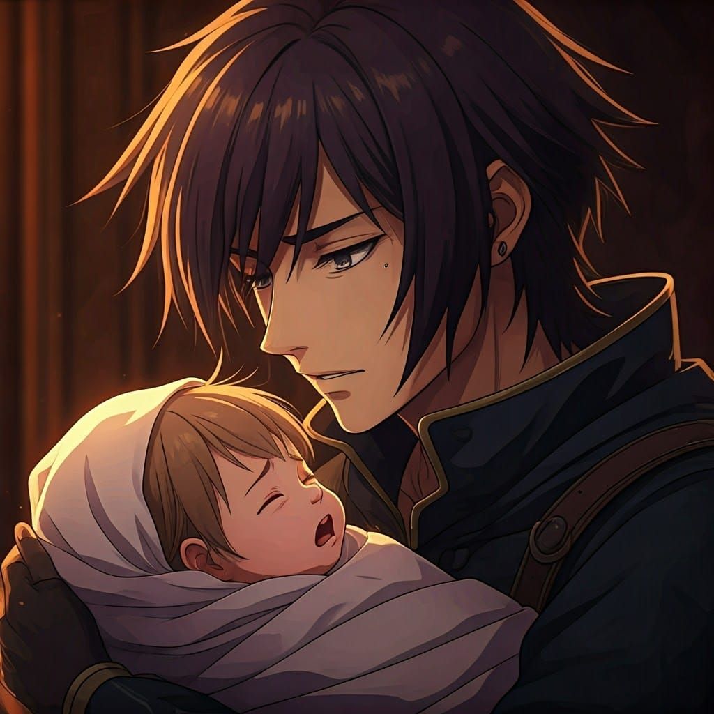Loid Forger Cradles Newborn in Anime Style