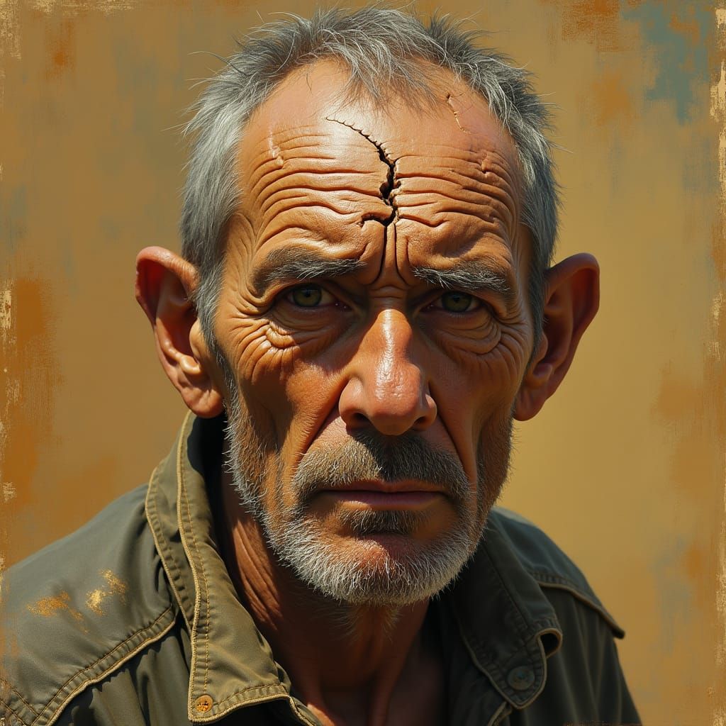 Weathered Man Portrait in Realist Style