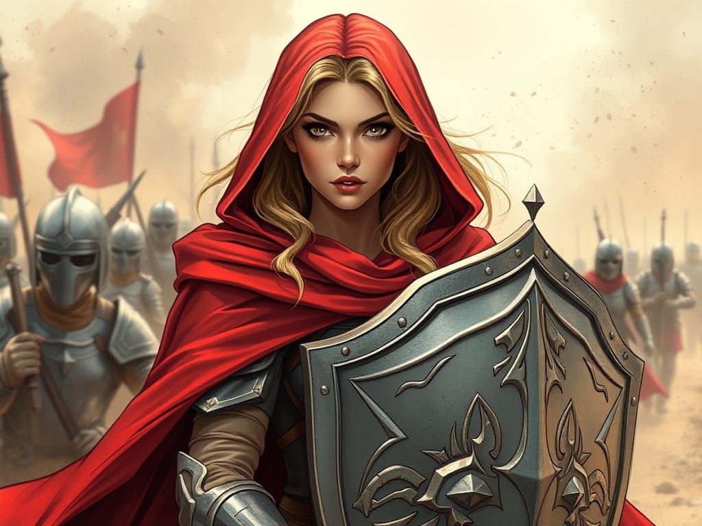 Warrior Princess Leads the Battle in Superhero Comic Style