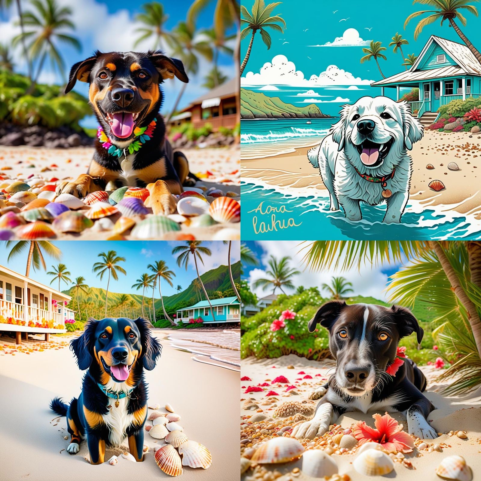 Happy Dog Face on Tropical Hawaiian Beach
