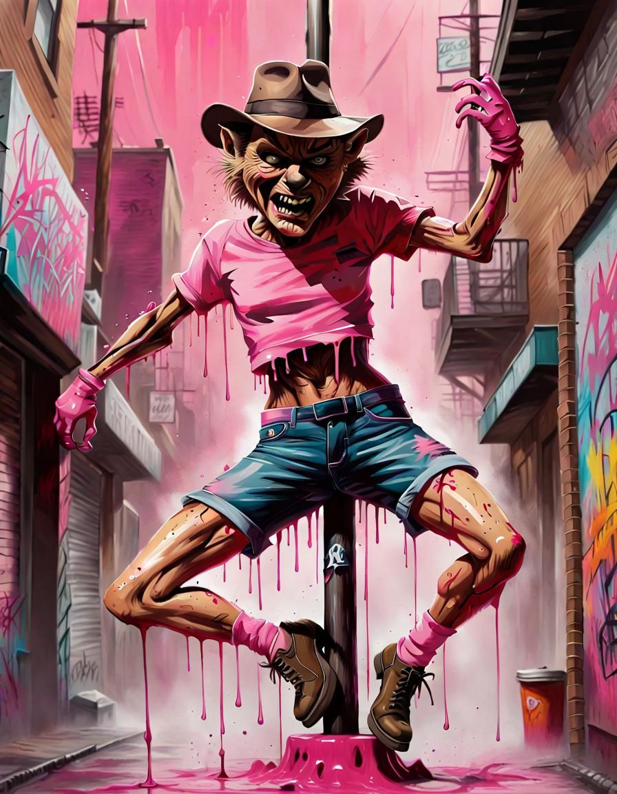 Freddy Kruger Dancing: Graffiti Street Art