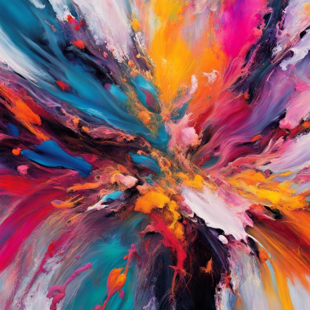 Abstract Expressionist Painting of Anxiety in Turmoil